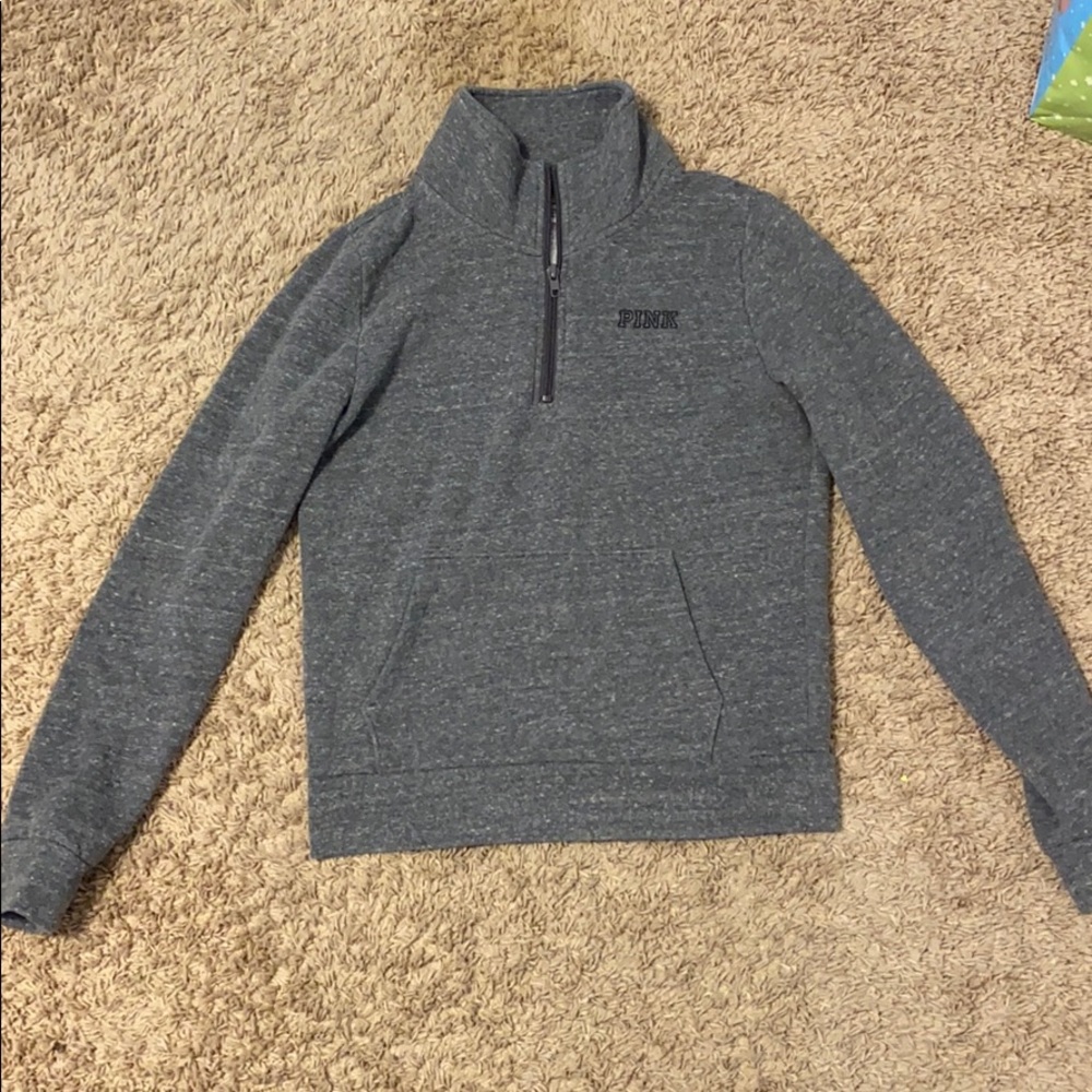 gray half zip up